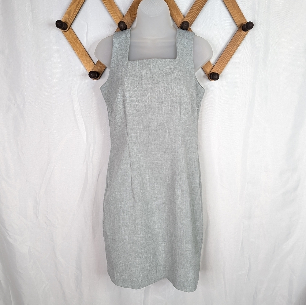 Dawn Joy Vintage Y2K Square Neck Grey Sheath Mini Dress - Size Small
